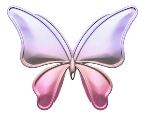 Naklejka premium Butterfly icon png holographic fluid chrome shape, transparent background