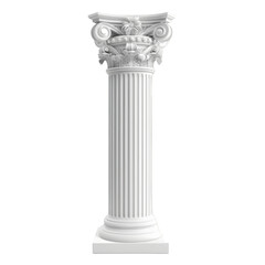White greek column on white background