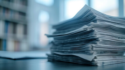 Several newspapers and news papers stacked in a close-up shot