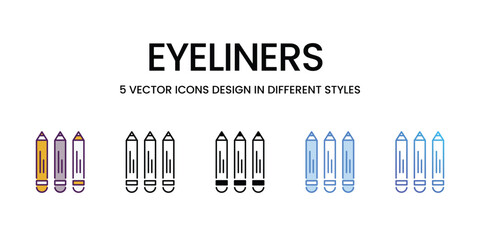 Eyeliners icons vector set stock illustration.