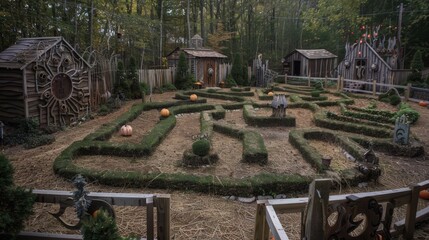 Setting up a DIY haunted maze in the backyard with creepy obstacles and surprises around every corner.