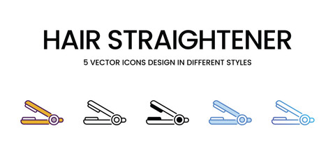 Hair Straightener icons vector set stock illustration.