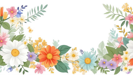 Floral frame for message card.Isolated white background.