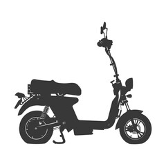 Electric Scooter Silhouette: Urban Commute Vehicle, Isolated on White.