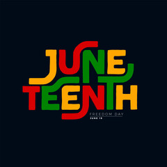 Juneteenth Freedom Day Design. African American June 19 Independence Day. Annual American Emancipation Holiday Vector Illustration with Colorful Typography Lettering and Dark Background for Banner