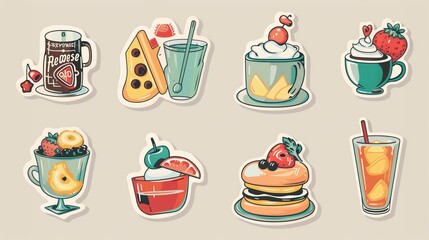 retro stickers pack vector