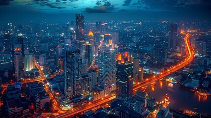 Obraz premium Cityscape abstract at top view of Bangkok