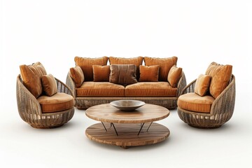 Fototapeta premium Close-up of couch, chair, table, coffee table