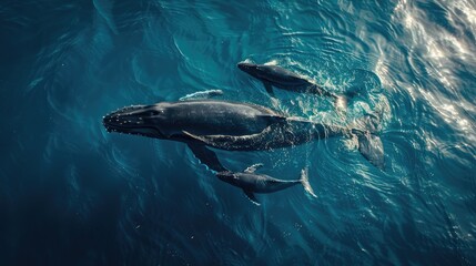 Fototapeta premium Dolphins swimming together in the ocean
