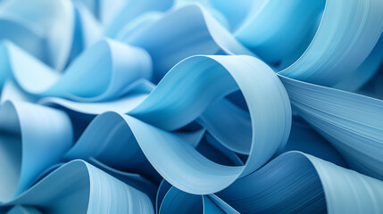 Abstract close-up of blue ribbons in soft, flowing shapes. Perfect for backgrounds, textures, and design inspiration.