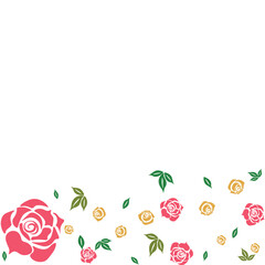 Simple vector roses with green leaves.
