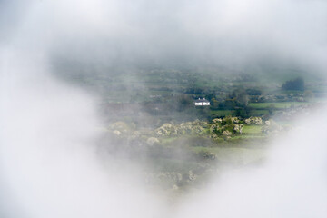 ireland bog land cloudy valley 