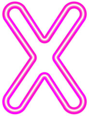 Vector bright pink neon light alphabet font typography design-X