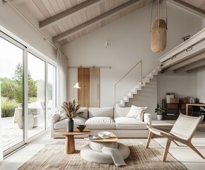 This background features a beautiful Scandinavian-style loft, offering a perfect wallpaper or...
