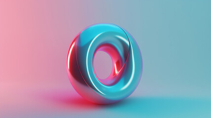 Pink and blue abstract iridescent shape.