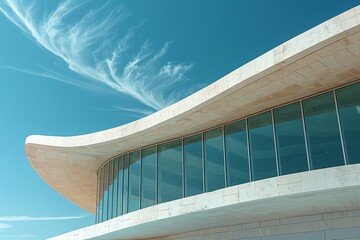 Fototapeta premium Big structure, glass facade, external clock