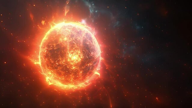 A glowing sphere of energy encapsulating the intense conditions within quarkgluon plasma.