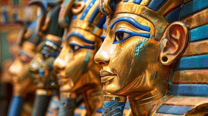 Obraz premium Elaborately designed Egyptian pharaohs, gold colours, 16:9