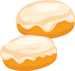 Colorful digital drawing of two classic glazed doughnuts with a white icing