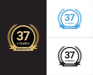 37 Years Warranty Vector, 37 Years Warranty Logo