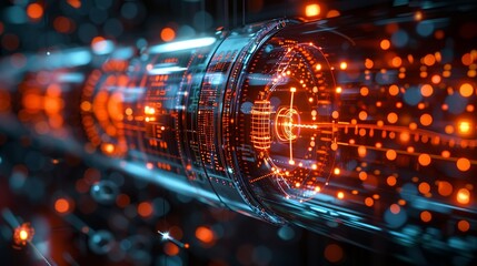 Close-up of a nanometer-scale transistor, overlaid with AI-driven data points and quantum wavefunctions, showcasing their combined capabilities. Minimal and Simple style