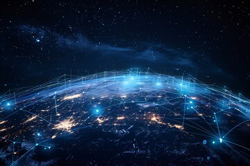 Obraz premium Earth surrounded by a network of connecting lines