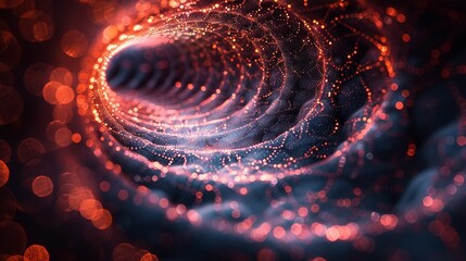 A conceptual image of quantum tunneling within an AI network, representing the interaction of quantum physics and artificial intelligence. Minimal and Simple style