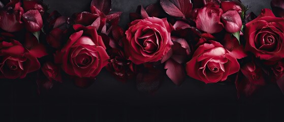 Top view shot of a luxurious rich red and pink roses, gorgeous floral wallpaper texture. Backgrounds graphic. 