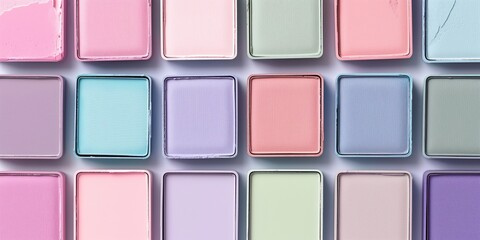 Fototapeta premium A close-up of a variety of colorful eyeshadow powders arranged neatly in a palette