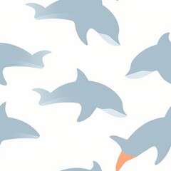 Fototapeta premium Animation sprites of a dolphin swimming in water, isolated white background, kawaii, illustrator, drawing style, minimalist