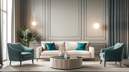 Elegant living room with stylish furniture and modern decor