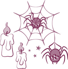 Halloween spooky retro elements set