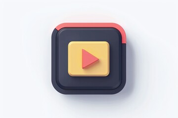 Square button with a play icon