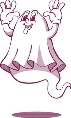 Retro groowy ghost halloween mascot