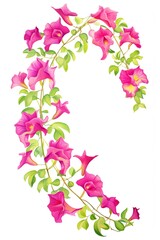 Beautiful floral letter C made from a vine of pink flowers. Perfect for use in decorative designs, invitations, or artistic projects.