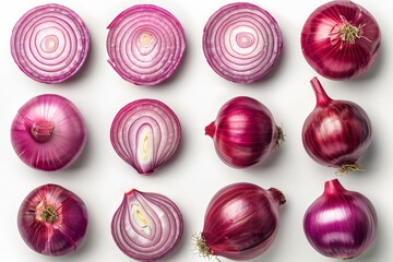 Onions close up on white surface
