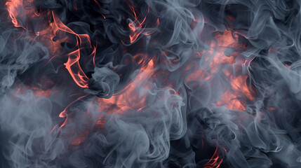 Neon coral highlights cut through dark grey smoke for a contemporary concert look,