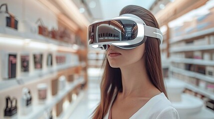 Generate a visual of an ARenhanced shopping experience, where customers can try products virtually