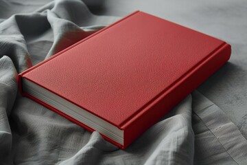 A vibrant red book with neon edges on a flat white background ideal for text overlay Neon Minimalist Clean