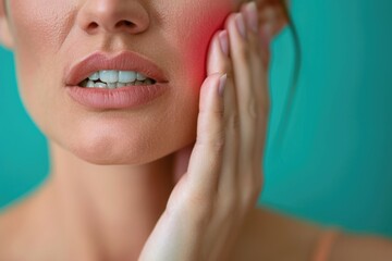 Pain in teeth, tooth ache, hurt medicine hand red illness healthy care, problem disease, sick sore dentist stomatology.