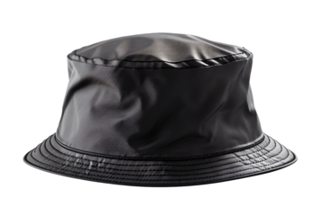black bucket hat on white background