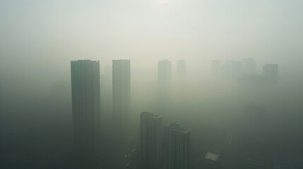 Fototapeta premium urban pollution with smoke at sunset 