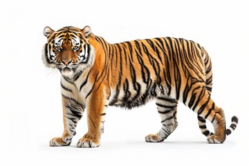 Fototapeta premium Tiger snow white background