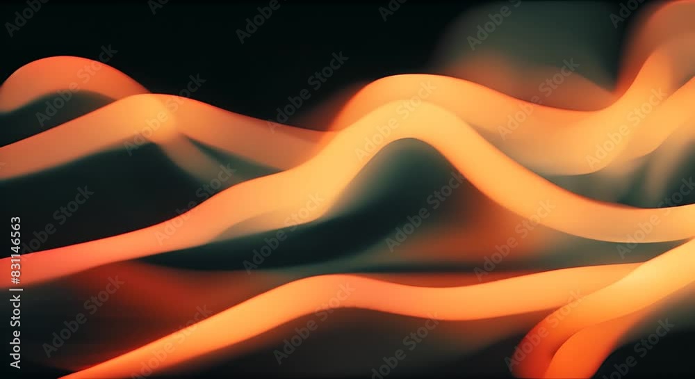Poster abstract flowing gold and blue particles on a dark background. futuristic technology and data visual