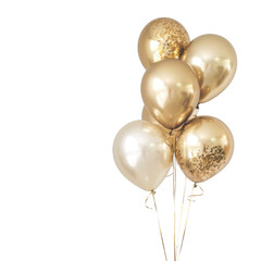 Gold balloons on white background