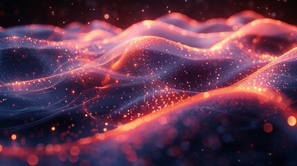 Fototapeta premium Artistic representation of a quantum field with AI algorithms flowing through it, symbolizing their integration. Minimal and Simple style