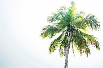 Single palm tree on sandy beach