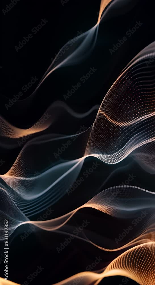 Aufkleber Abstract digital flowing lines and dots on a dark background. Futuristic technology and data visualization concept for design and print. Video animation