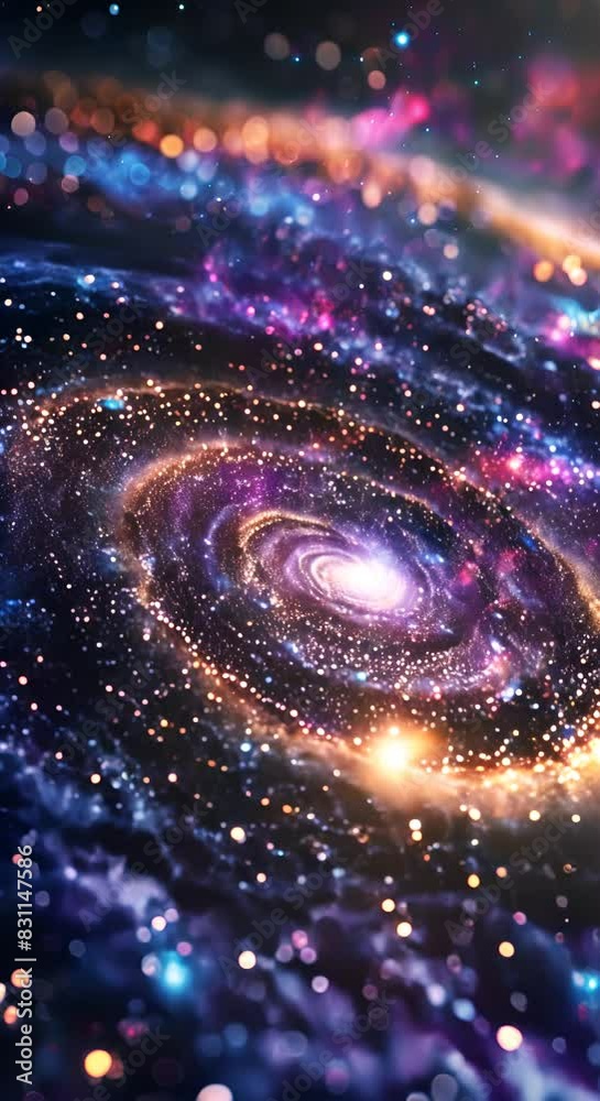 Poster spiral galaxy with colorful nebula and stars in deep space. cosmic and astronomy concept for design 