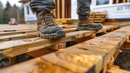 Person Standing on Top of Wooden Platform